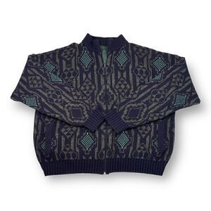 Vintage Full Zip Wool Blend Sweater Grandpa Core Size Extra Large